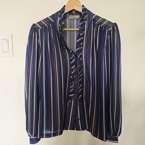 Teddi Blue and Purple Striped Blouse